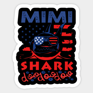 Mimi Shark American Flag July Of 4th Sticker